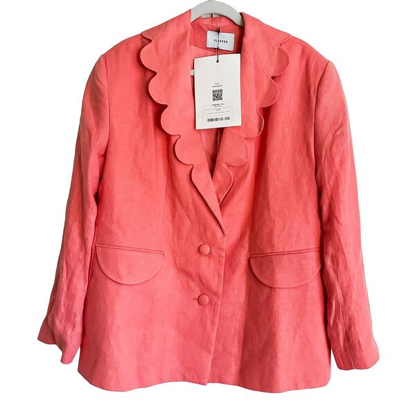 Sleeper Dynasty Linen Blazer Jacket Peach - Picture 9 of 15